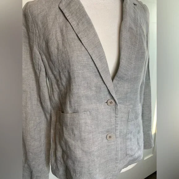 NWT Eileen fisher gray linen Blazer Size XS Petite - Picture 4 of 13
